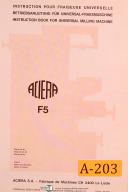 Aciera-Aciera Type F5, Universal Milling Machine, Operation - Service & Parts Manual-Type F5-04